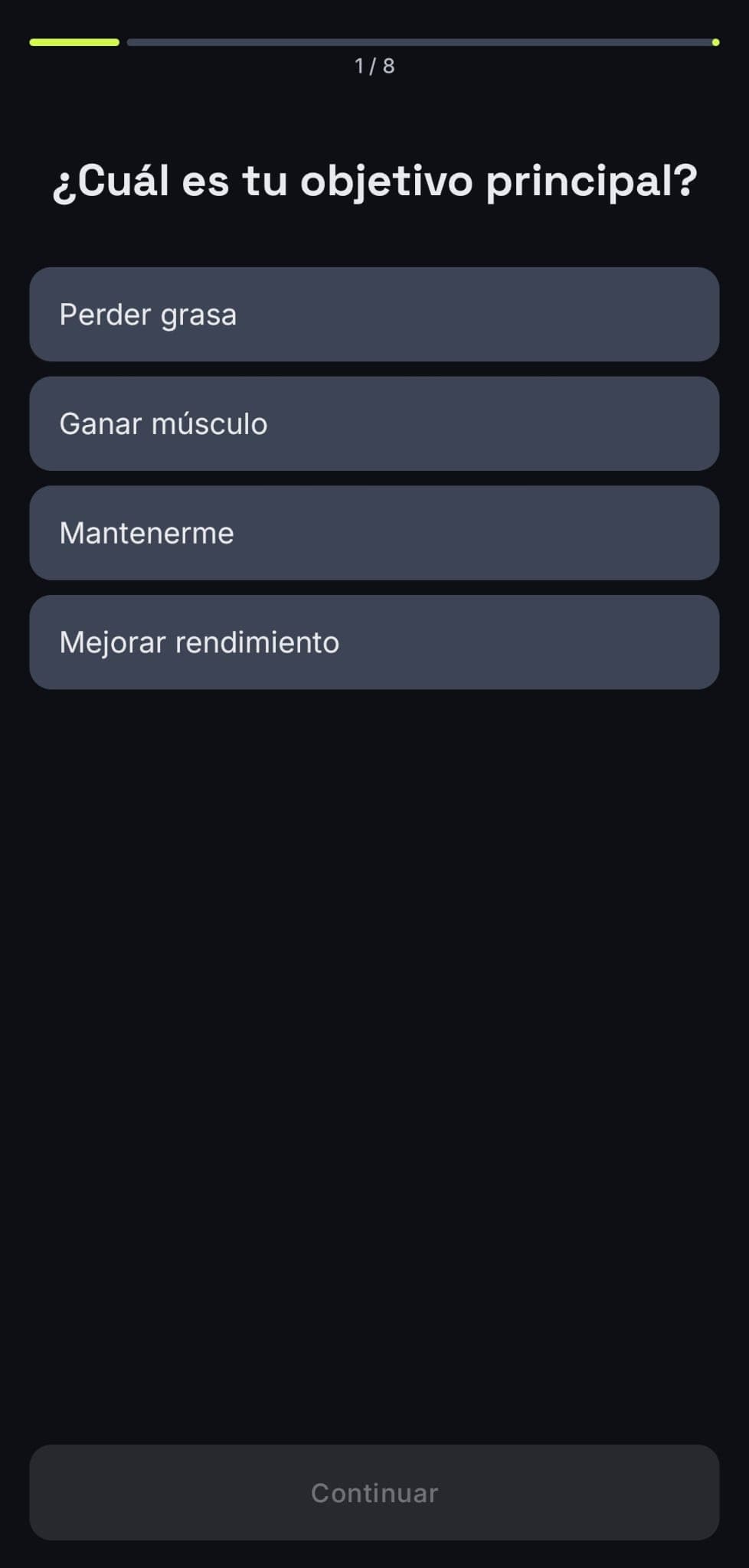 AlFit onboarding flow